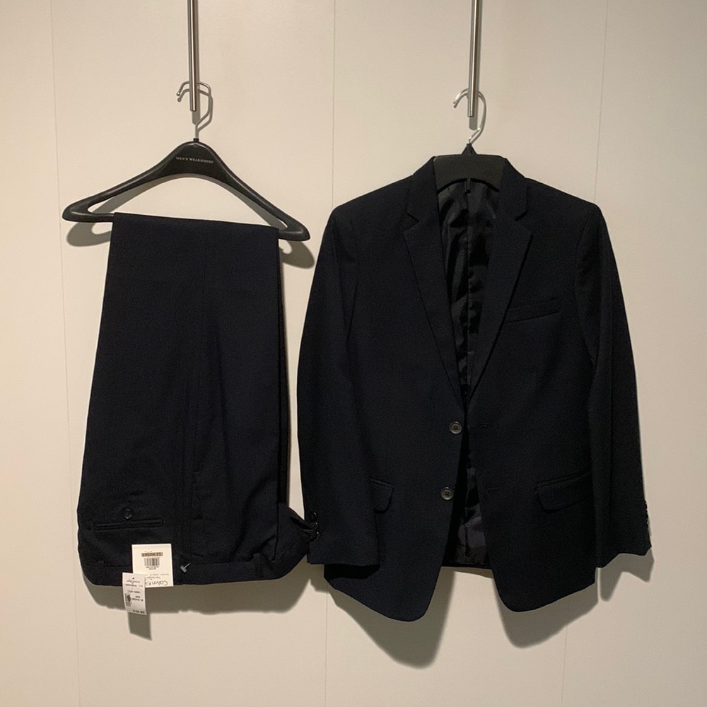 Calvin Klein boys navy suit, jacket 14 pants 12 Husky
